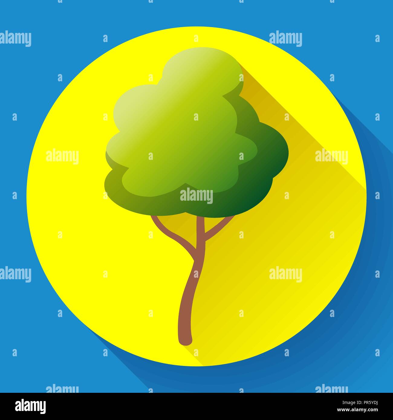 Appartamento Verde albero icona vettore. Salvare la foresta e la natura Illustrazione Vettoriale