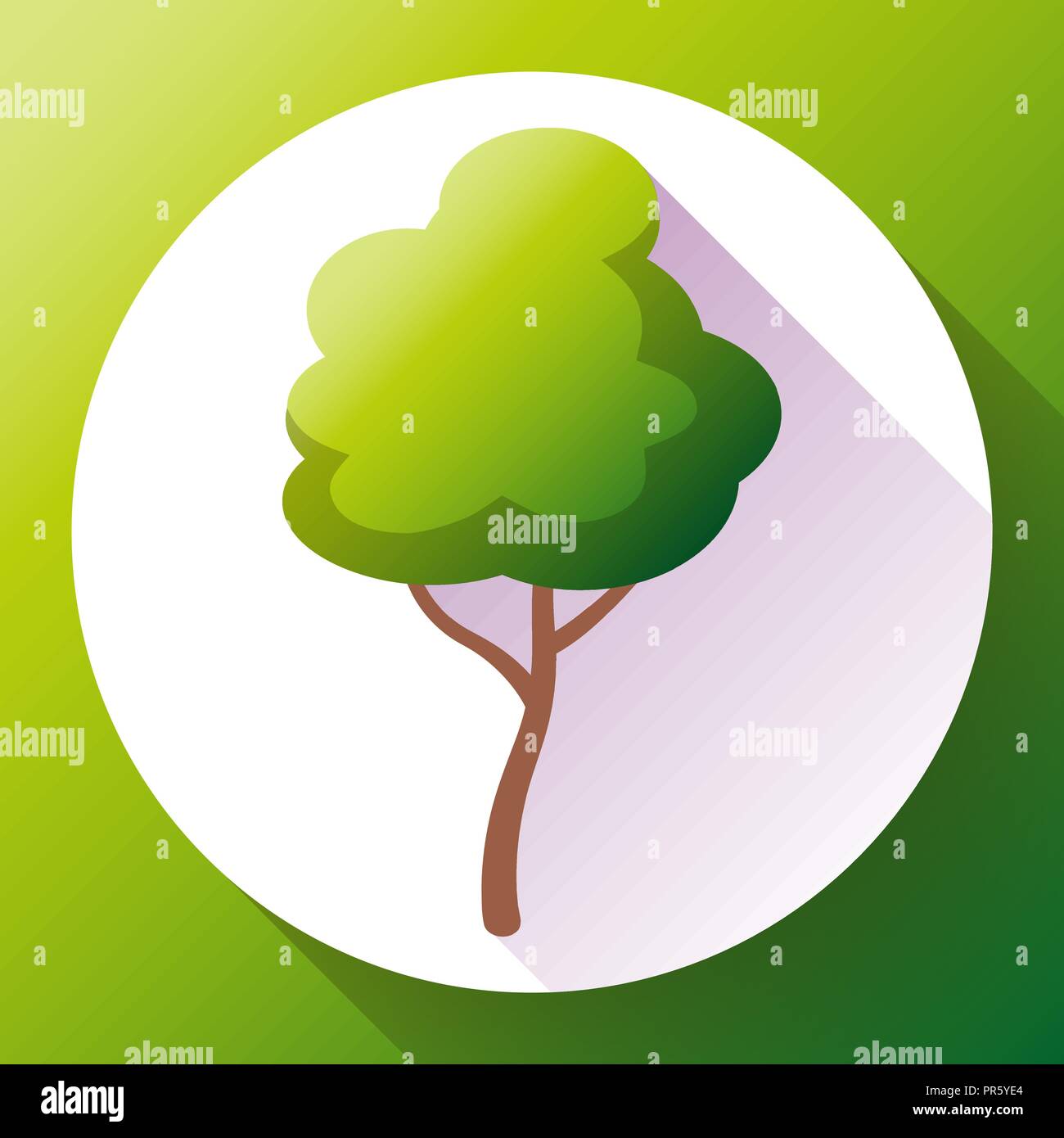 Appartamento Verde albero icona vettore. Salvare la foresta e la natura Illustrazione Vettoriale