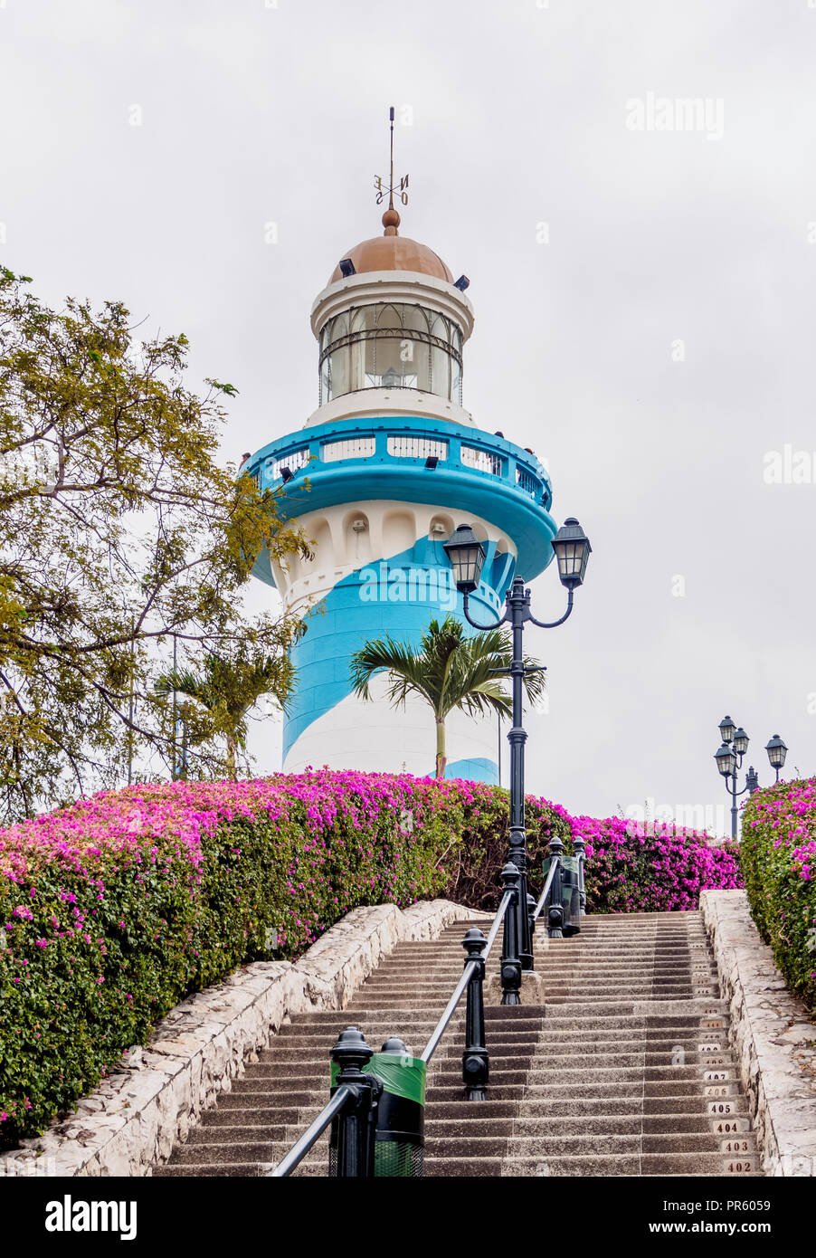 Ascende la collina di Santa Ana, Las Penas quartiere di Guayaquil, Guayas Provincia, Ecuador Foto Stock