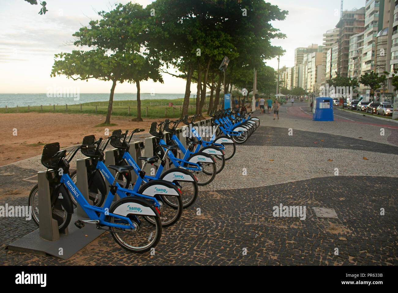 Noleggio bike stop, Praia da Costa, Vila Velha, Espirito Santo, Brasile Foto Stock