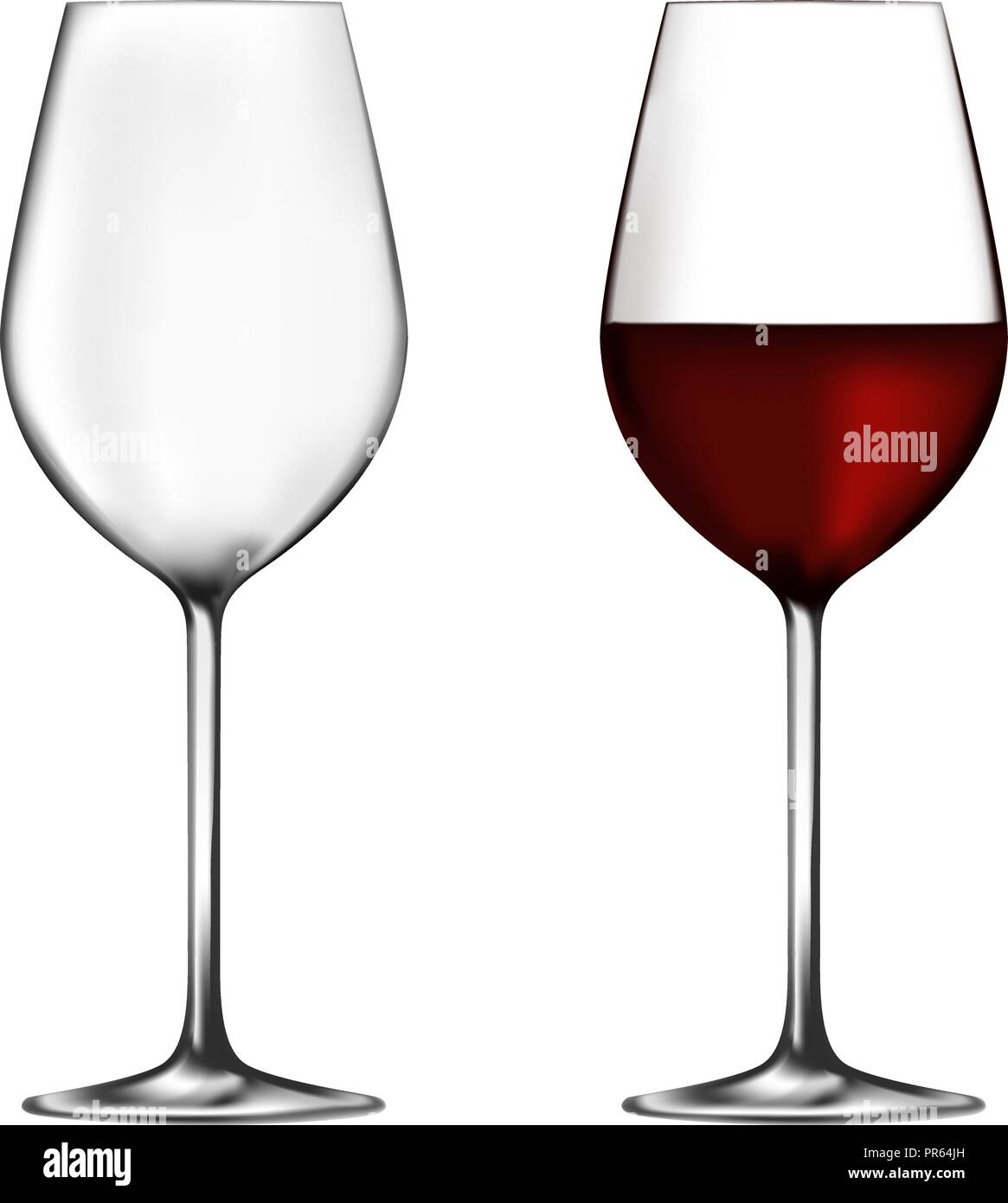 Bicchiere di vino con un bicchiere di vino rosso Illustrazione Vettoriale