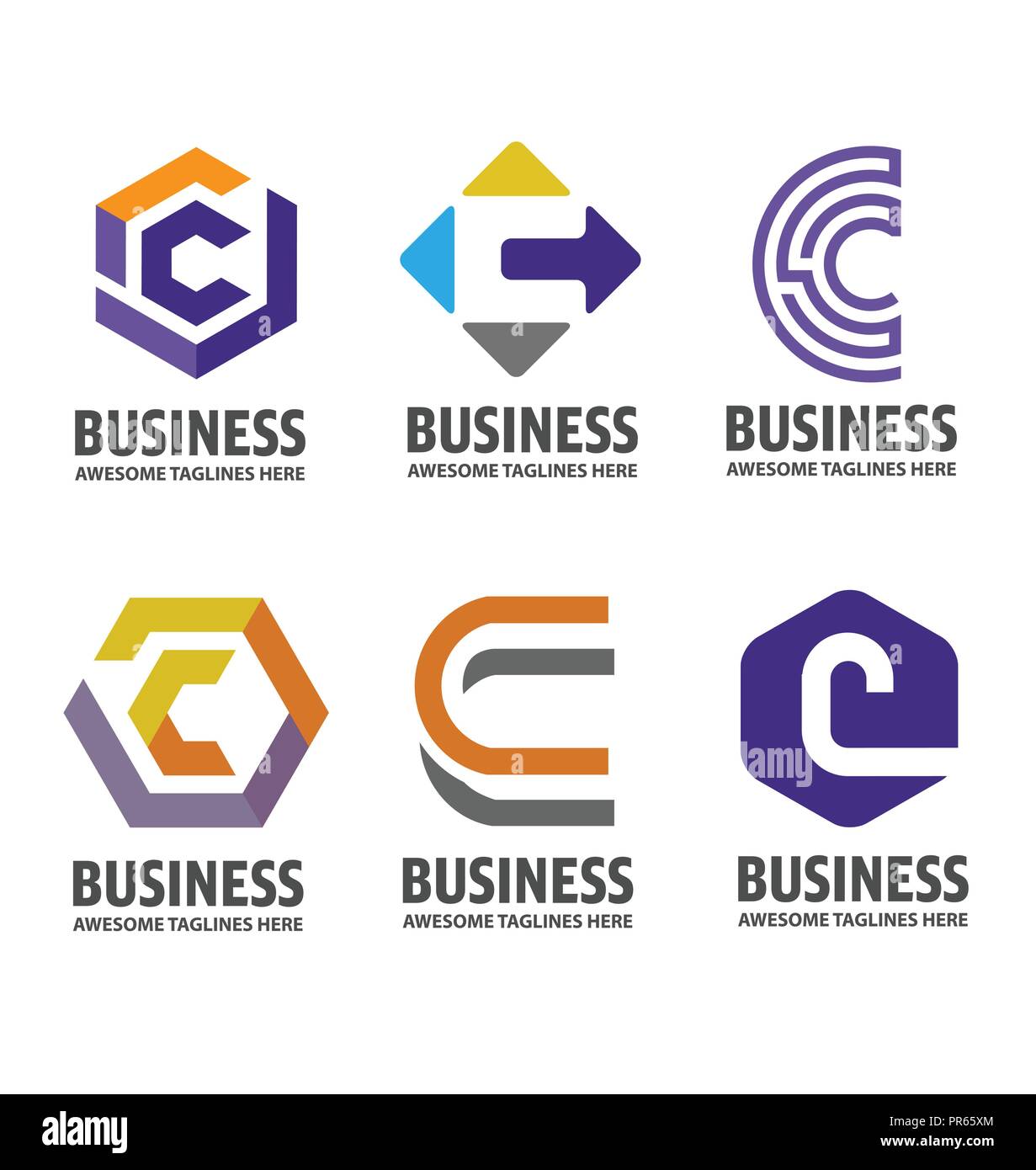 C lettera logo design illustrazione vettoriale set logo, LETTERA C vettore logo, LETTERA C vettore logo, creative lettera C la lettera logo Illustrazione Vettoriale