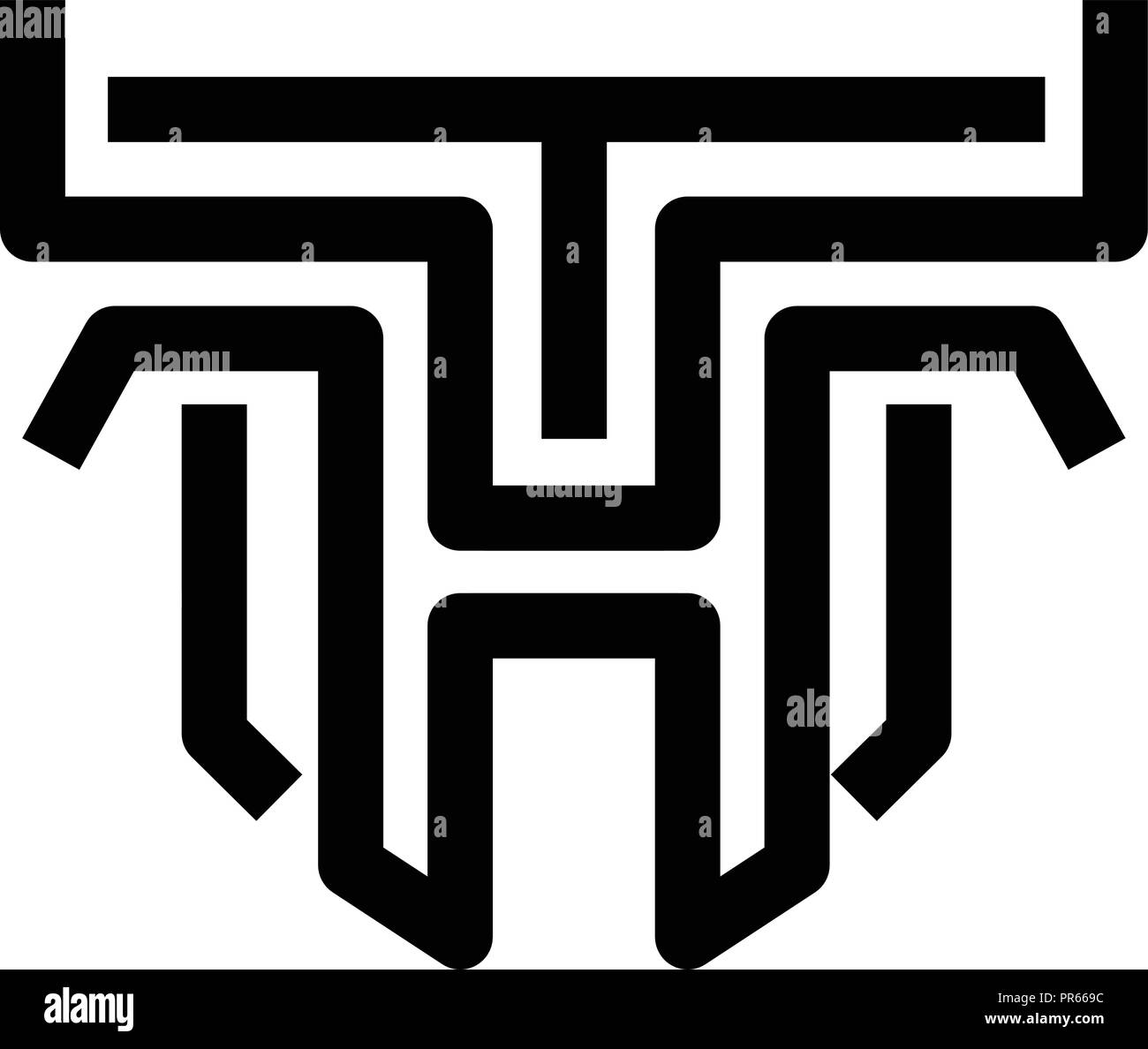 Creative iniziali del logo HT linee sottili concetto, lettera th del vettore del logo Illustrazione Vettoriale