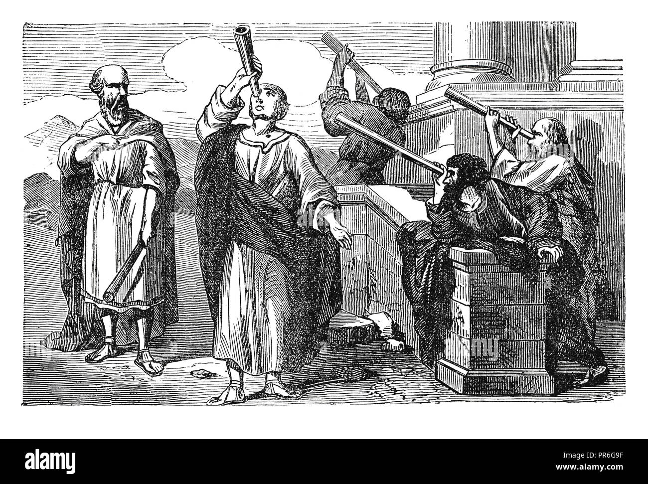 Antichi greci che osservano le stelle. Pubblicato in Novoveki Izumi u znosti, obrtu i umjetnosti da dr. Bogo... Foto Stock