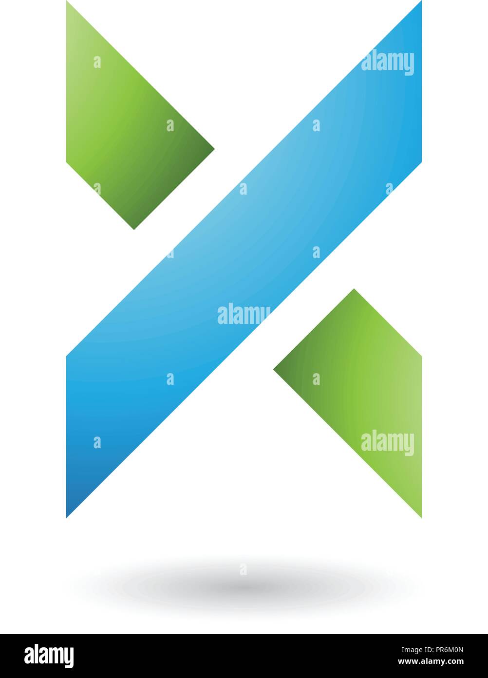 Illustrazione Vettoriale di blu e verde ombreggiato spessa lettera X isolato su uno sfondo bianco Illustrazione Vettoriale