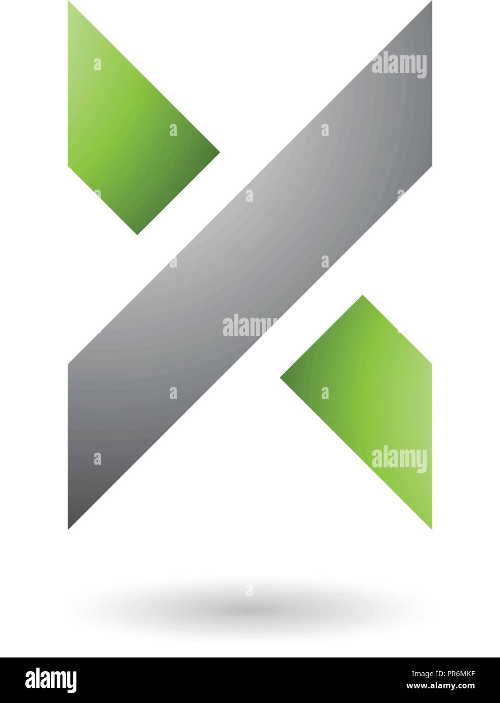 Illustrazione Vettoriale di verde e grigio ombreggiato spessa lettera X isolato su uno sfondo bianco Illustrazione Vettoriale