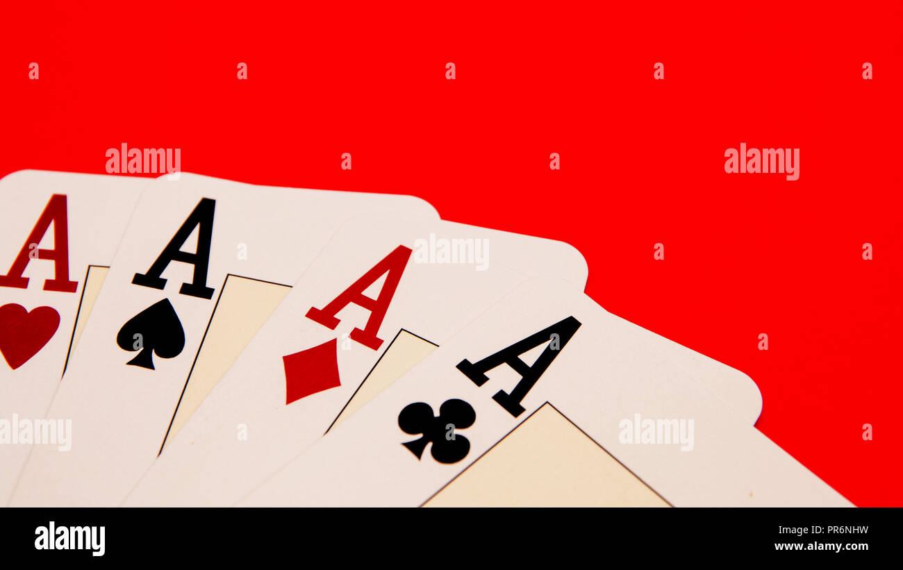 Carte da gioco che mostra un quattro assi Foto Stock