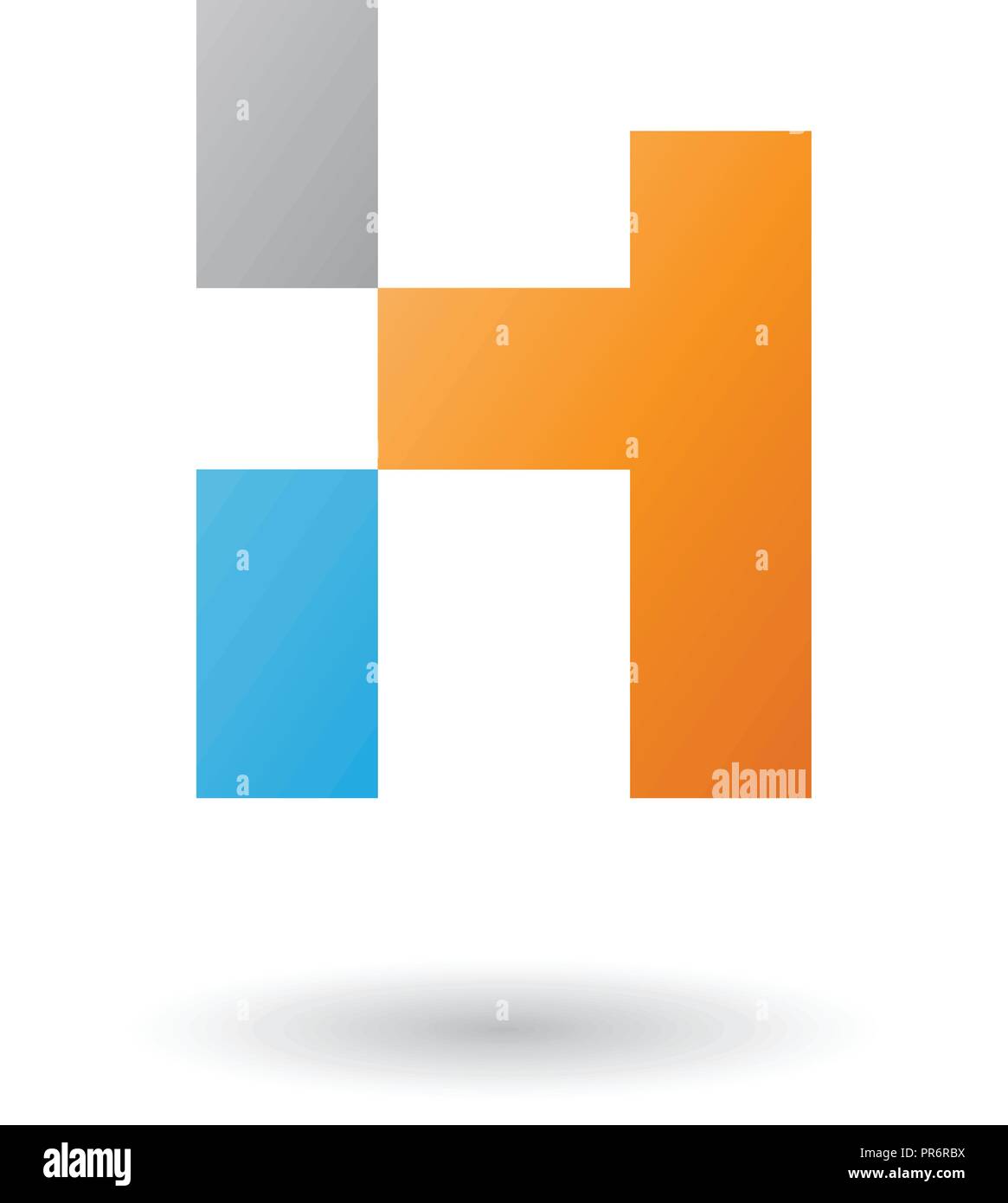 Illustrazione Vettoriale di Orange lettera H con forme rettangolari isolate su uno sfondo bianco Illustrazione Vettoriale