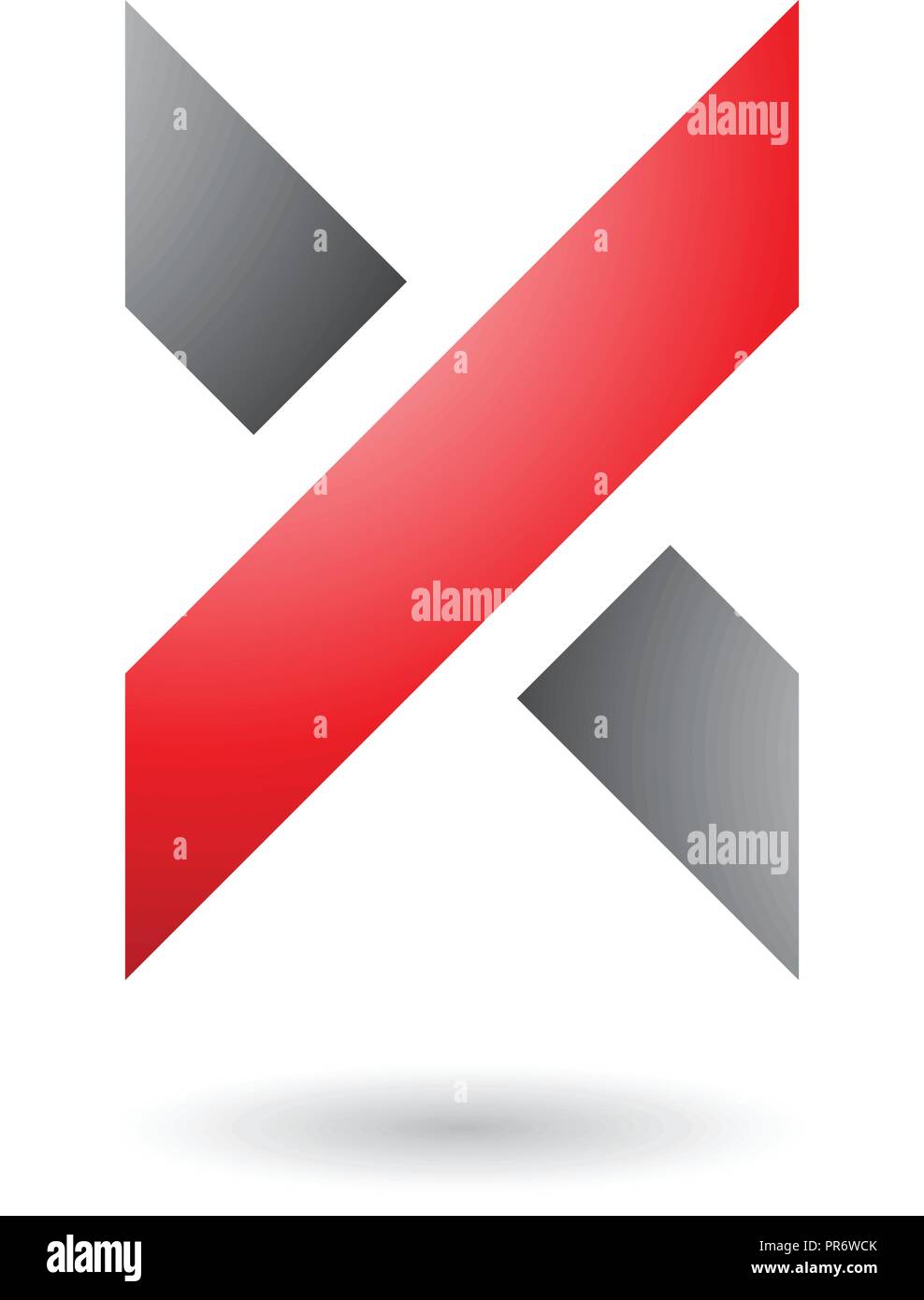 Illustrazione Vettoriale di rosso e grigio ombreggiato spessa lettera X isolato su uno sfondo bianco Illustrazione Vettoriale