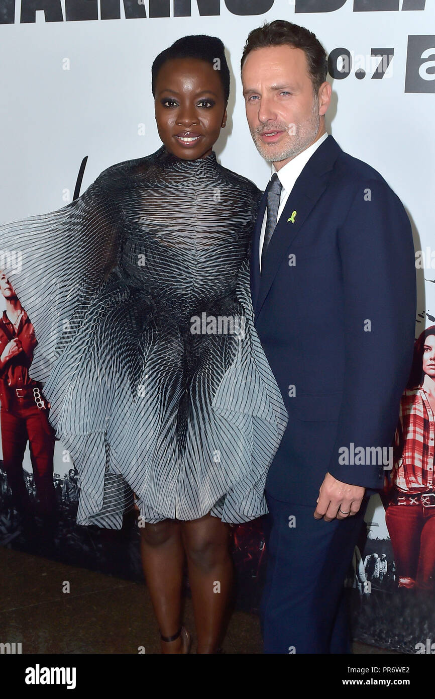 Danai Gurira e Andrew Lincoln frequentando il AMC di 'The Walking Dead Stagione 9 premiere al teatro DGA il 27 settembre 2018 a Los Angeles, California. Foto Stock