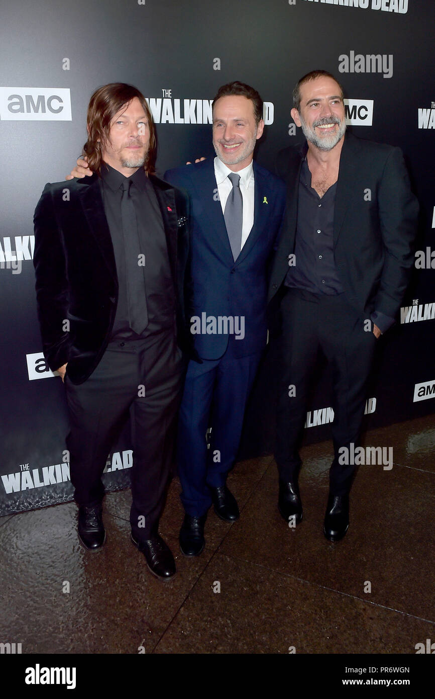 Norman Reedus, Andrew Lincoln e Jeffrey Dean Morgan frequentando il AMC di 'The Walking Dead Stagione 9 premiere al teatro DGA il 27 settembre 2018 a Los Angeles, California. Foto Stock