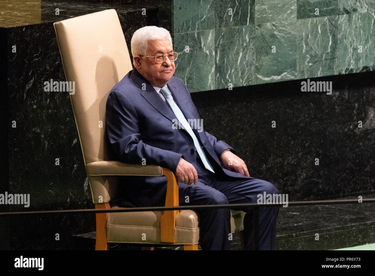Mahmoud Abbas, Presidente dello Stato di Palestina e Autorità Nazionale Palestinese visto all'Assemblea generale delle Nazioni Unite il dibattito generale presso le Nazioni Unite a New York City e New York il 27 settembre 2018 Foto Stock