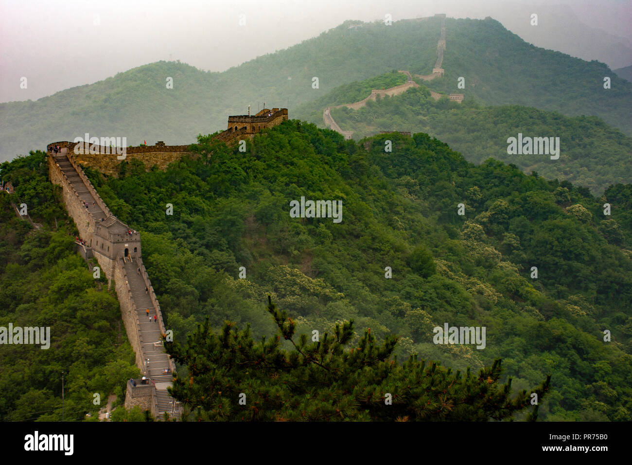 Della sezione Mutianyu della Grande Muraglia, sito patrimonio mondiale dell'UNESCO, Mutianyu, Cina Foto Stock