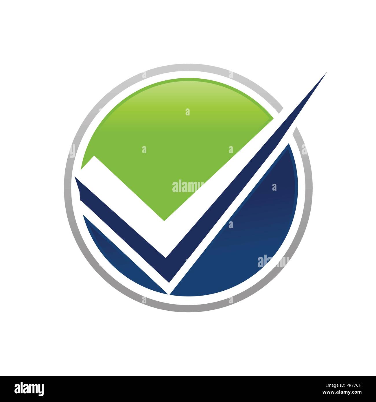 Unico verde del segno di spunta blu vettore cerchio simbolo Logo grafico del modello di progettazione Illustrazione Vettoriale