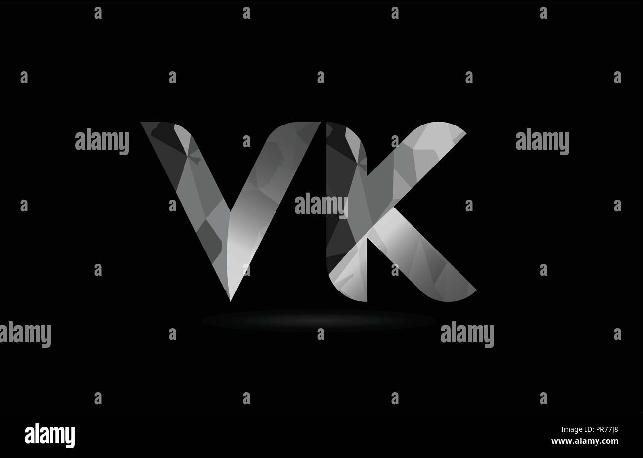 Bianco e nero lettera alfabeto vk v k combinazione di logo design adatto per una società o business Illustrazione Vettoriale