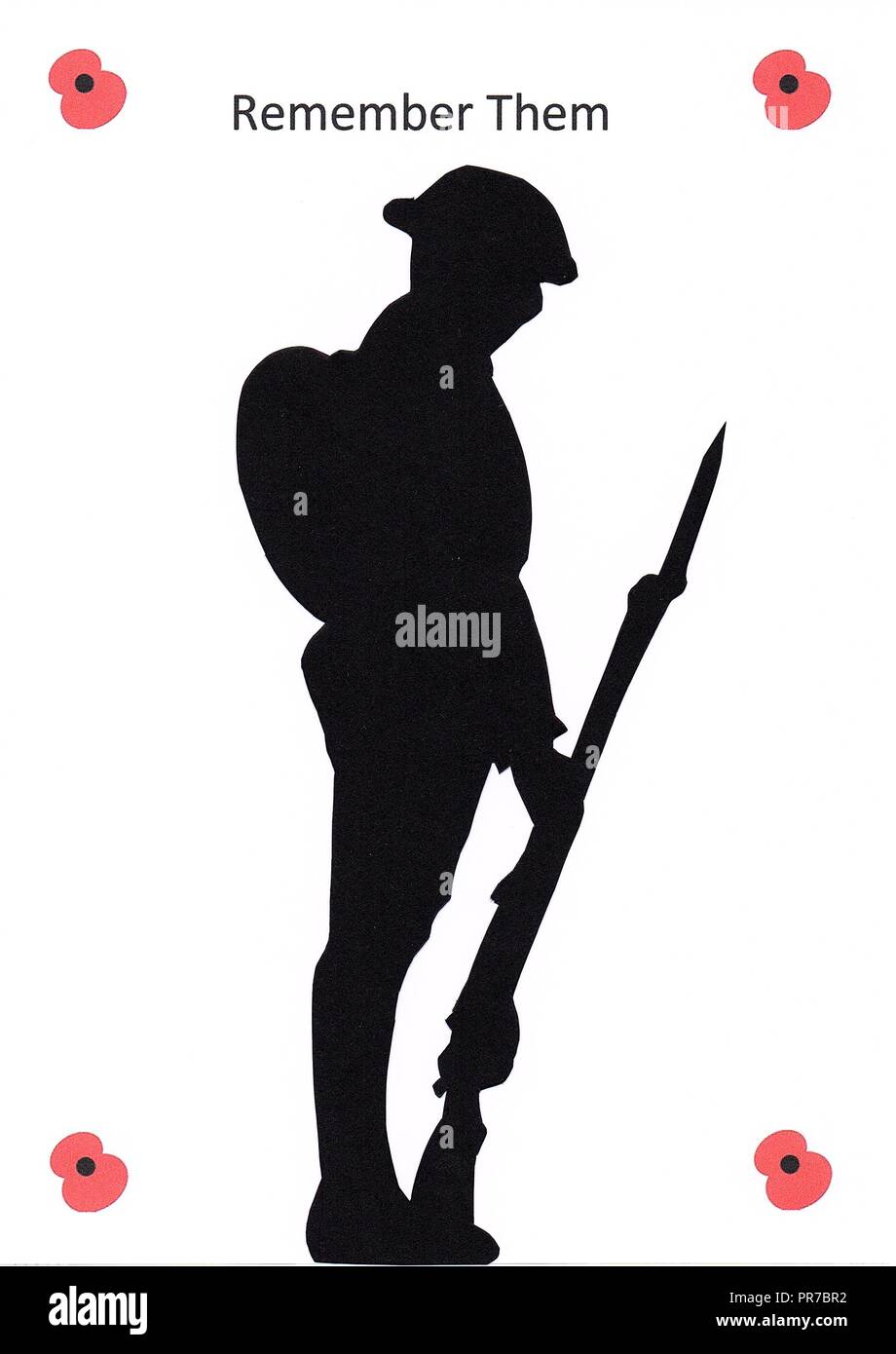 WW1, Soldato in Silhouette, britannico, Commonwealth, americano GI, Tommy, ANZAC, Grande Guerra, Ricorda, cerimonia, forze armate, Memorial, Armata. Foto Stock