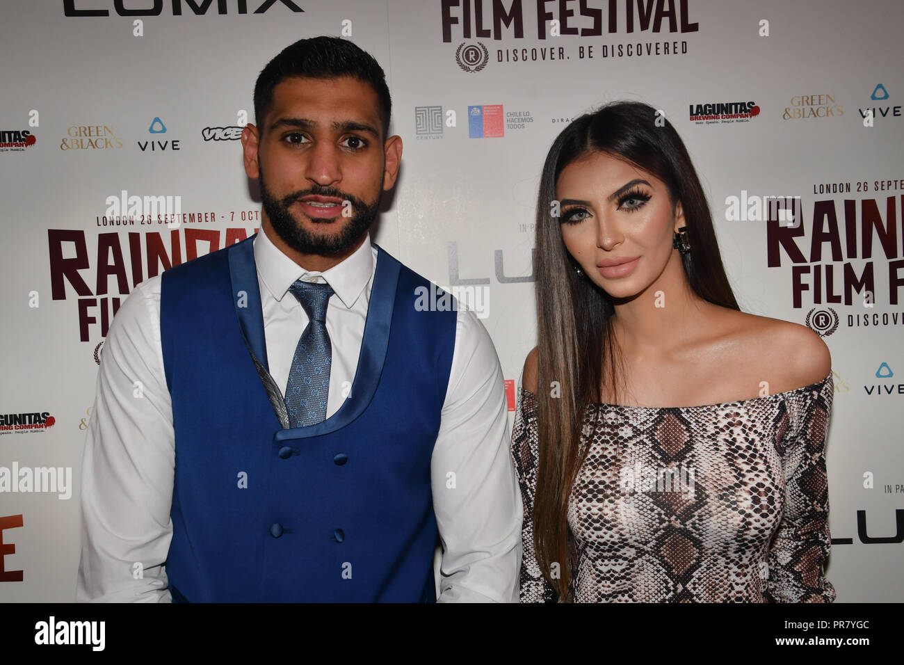 Londra, Regno Unito. 29 settembre 2018. British Asain Boxer Amir Khan e Faryal Makhdoom frequentare la Premiere mondiale del Team Khan - Raindance Film Festival 2018 a Vue Cinema - Piccadilly, Londra, Regno Unito. 29 settembre 2018. Credito: Picture Capital/Alamy Live News Foto Stock