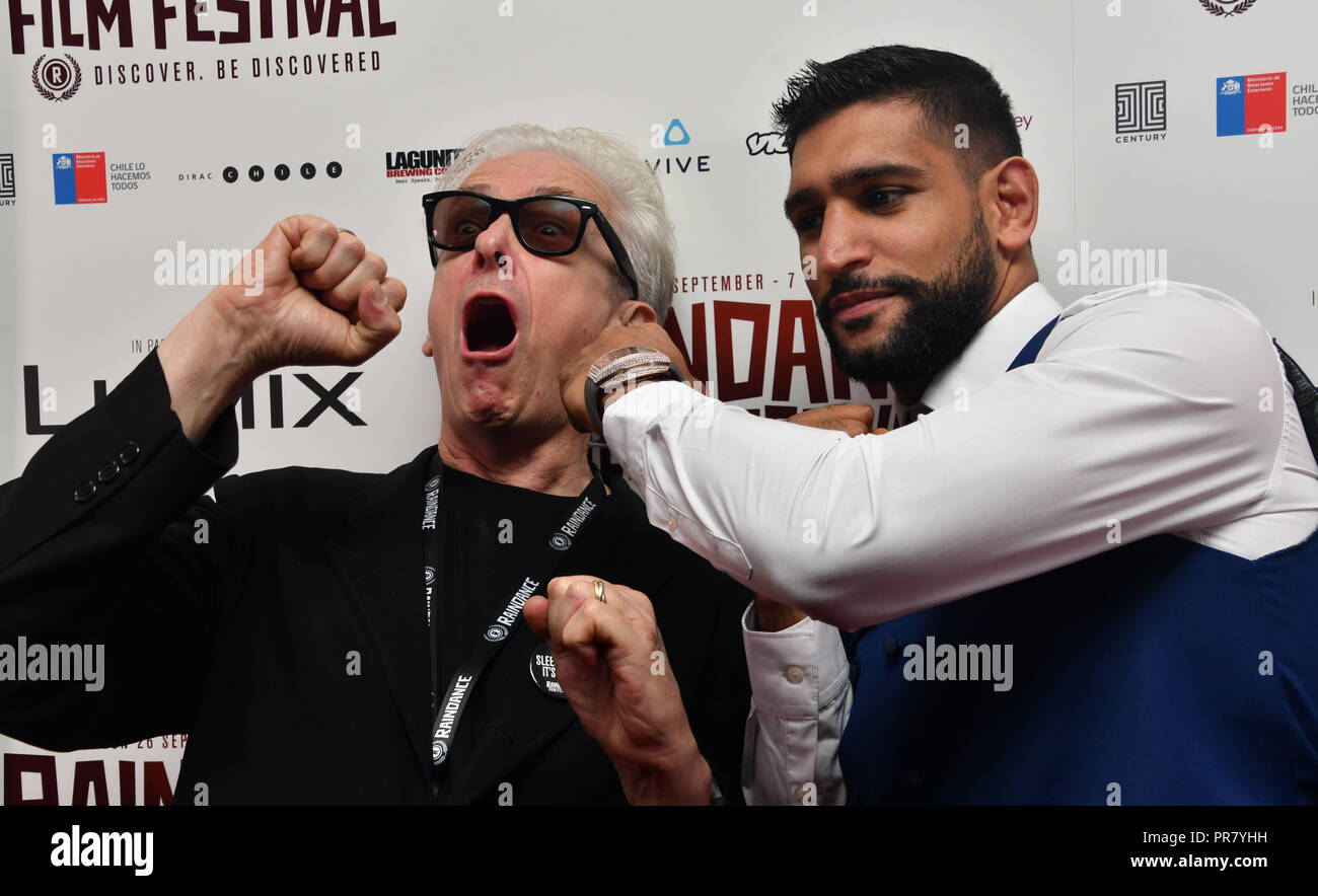 Londra, Regno Unito. 29 settembre 2018. Elliot Grove e Amir Khan Premiere mondiale del Team Khan - Raindance Film Festival 2018 a Vue Cinema - Piccadilly, Londra, Regno Unito. 29 settembre 2018. Credito: Picture Capital/Alamy Live News Foto Stock