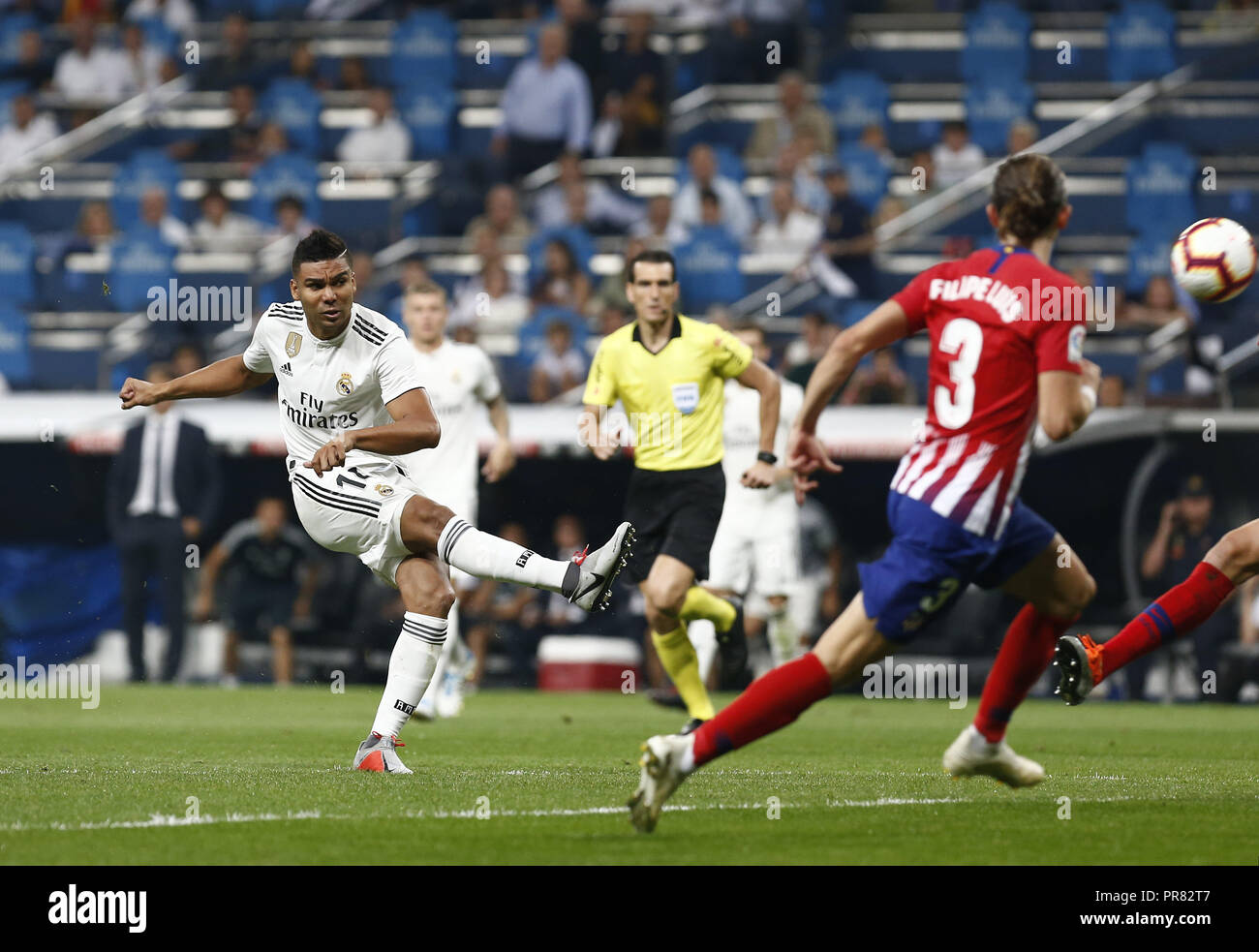 Madrid, Madrid, Spagna. 29Sep, 2018. Casemiro (Real Madrid) durante la Liga match tra il Real Madrid e il Club Atletico de Madrid a Estadio Santiago Bernabéu di Madrid in Spagna. Credito: Manu Reino/SOPA Immagini/ZUMA filo/Alamy Live News Foto Stock