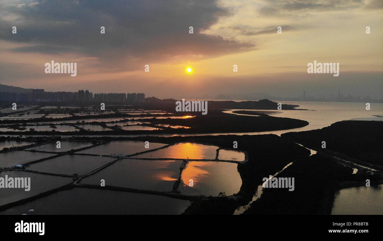 Yuen Long campo nel tramonto, hong kong campagna Foto Stock