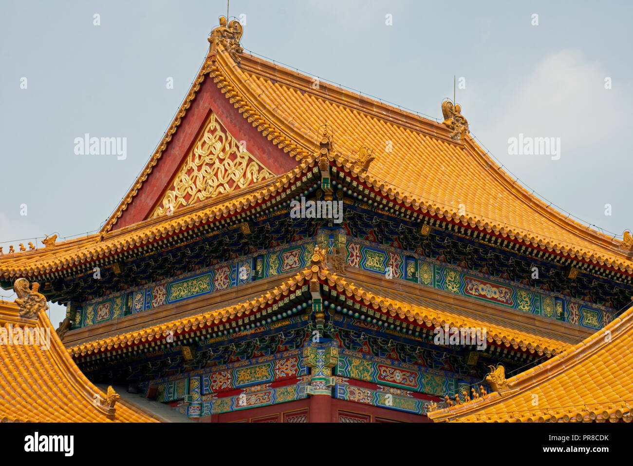 Dettagli decorativi del Palazzo Museo dentro la Città Proibita, un sito patrimonio mondiale dell'UNESCO, Pechino, Cina Foto Stock