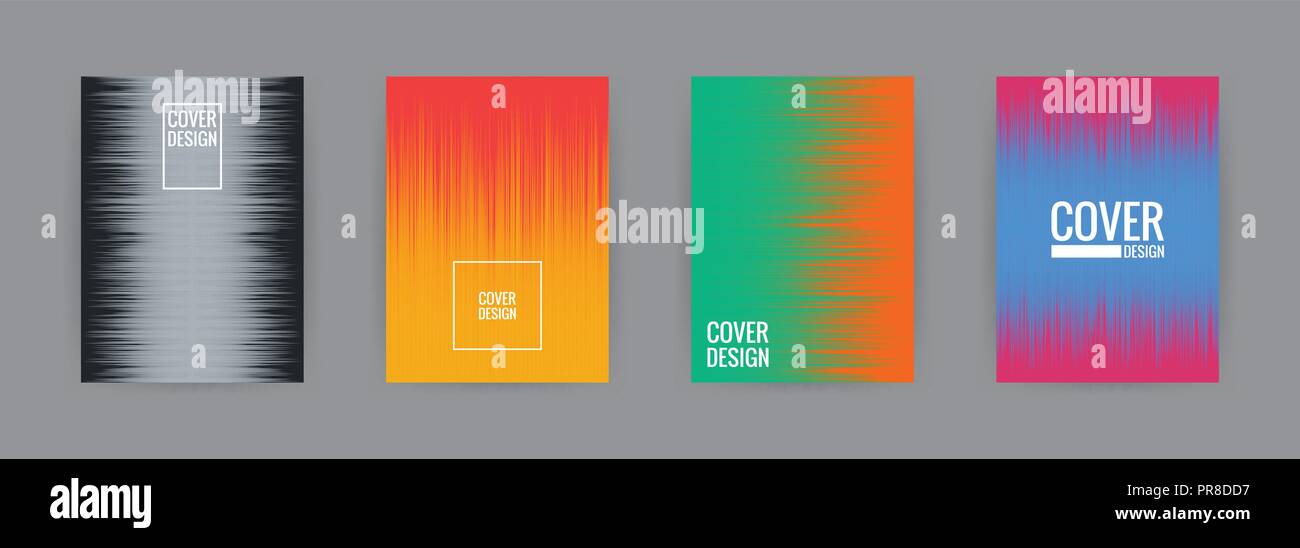 Set di coprire lo sfondo modello design illustrazione vettoriale. Mezzitoni colorato effetto gradiente grigio, nero, rosso, giallo, verde, arancione, rosa caldo e b Illustrazione Vettoriale
