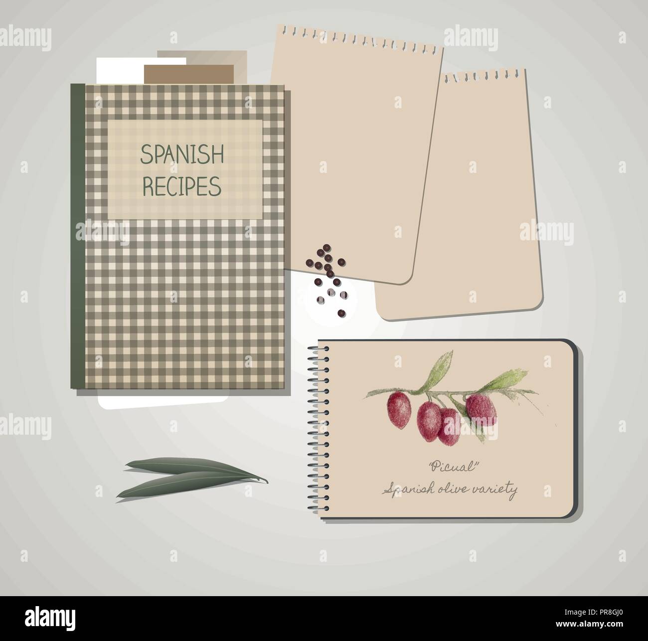 Notebook Con Ricette Olive greche Immagini Vettoriali Stock - Alamy