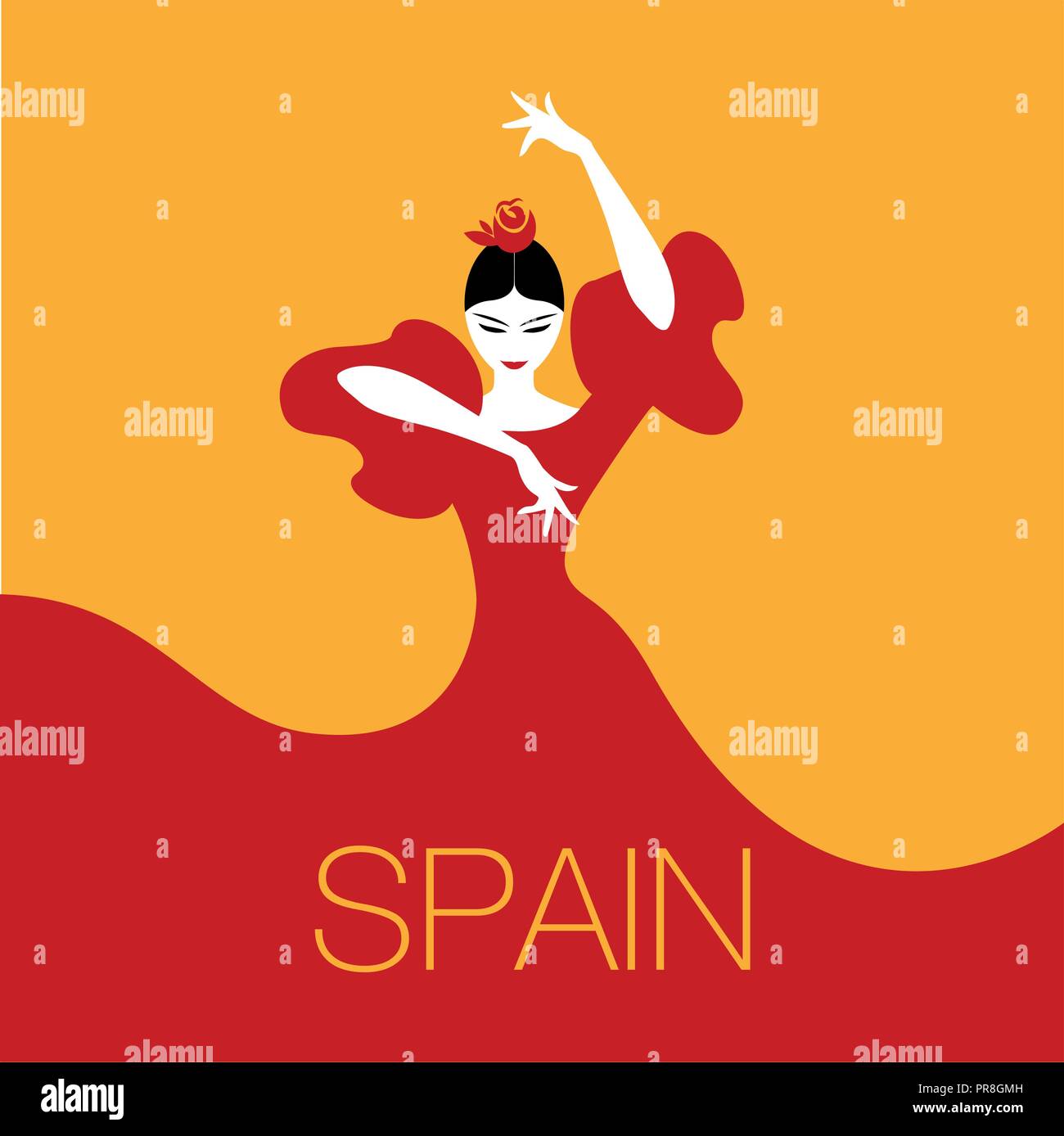 La ballerina di flamenco donna. Il logo di flamenco spagnolo. Illustrazione Vettoriale