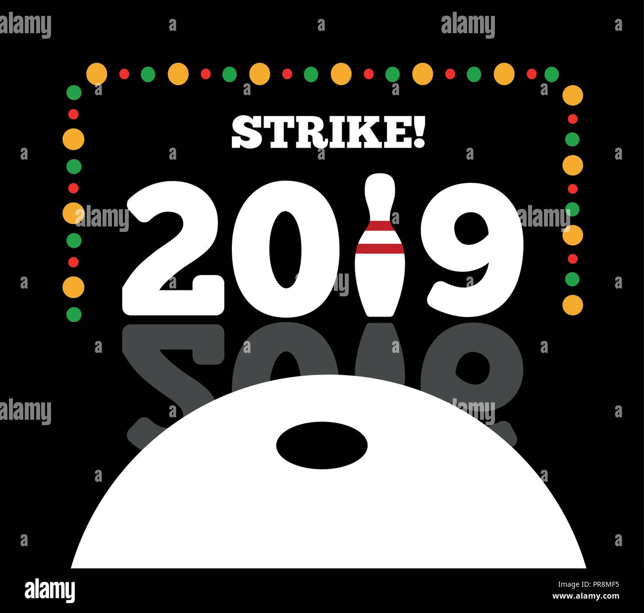 Congratulazioni per il felice nuovo anno 2017 con un bowling e sfera Illustrazione Vettoriale