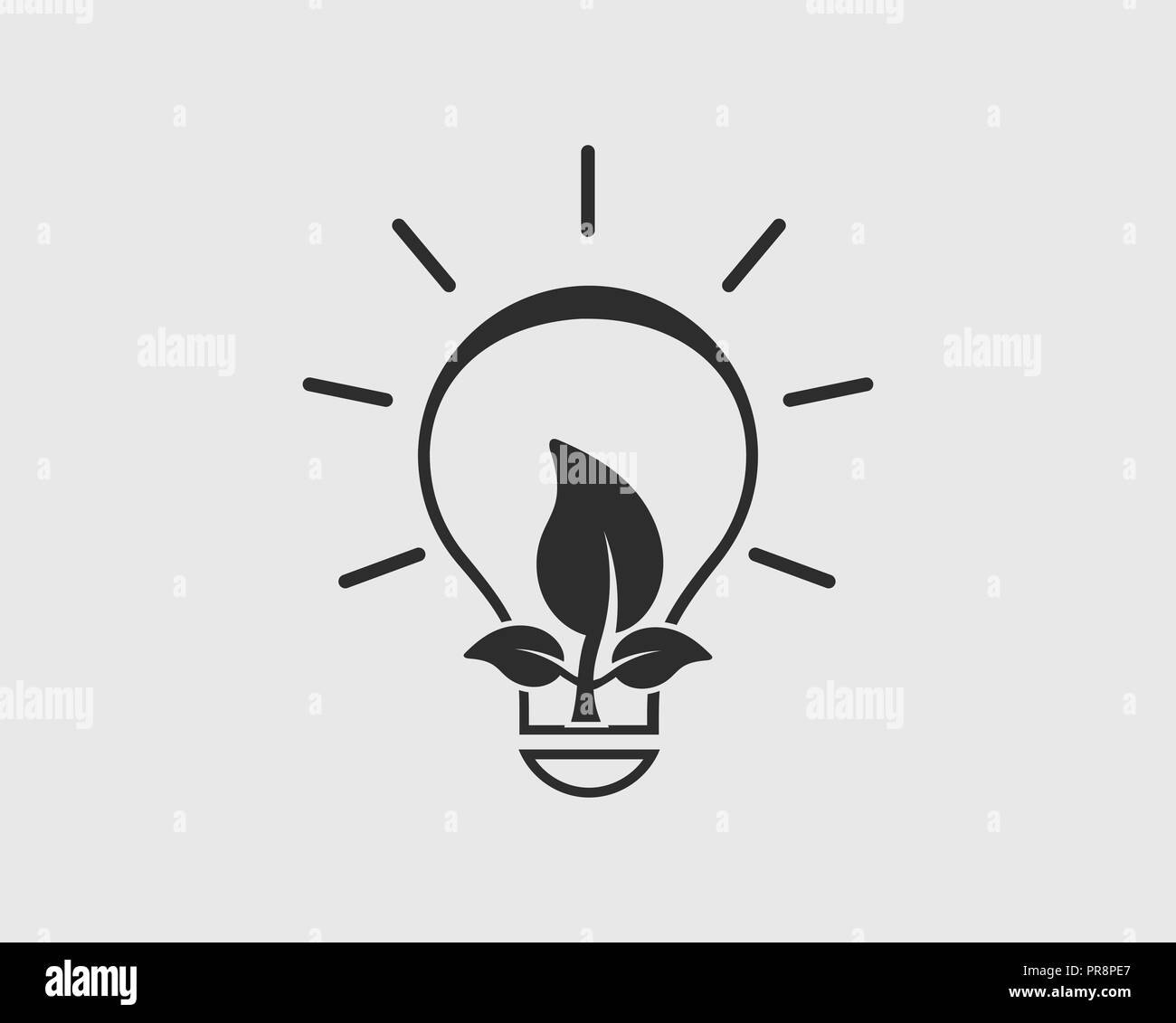 Eco energia verde Icona. Coltivazione di piante all'interno della lampadina. Illustrazione Vettoriale