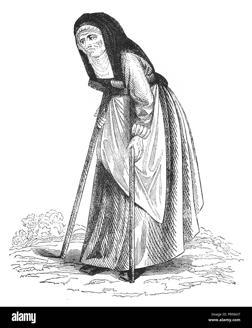 Xix secolo illustrazione dell età adulta. Dopo la miniatura di un manoscritto del poema "romanticismo della Rosa", fin dal 1480, conservate nel British museum. Foto Stock