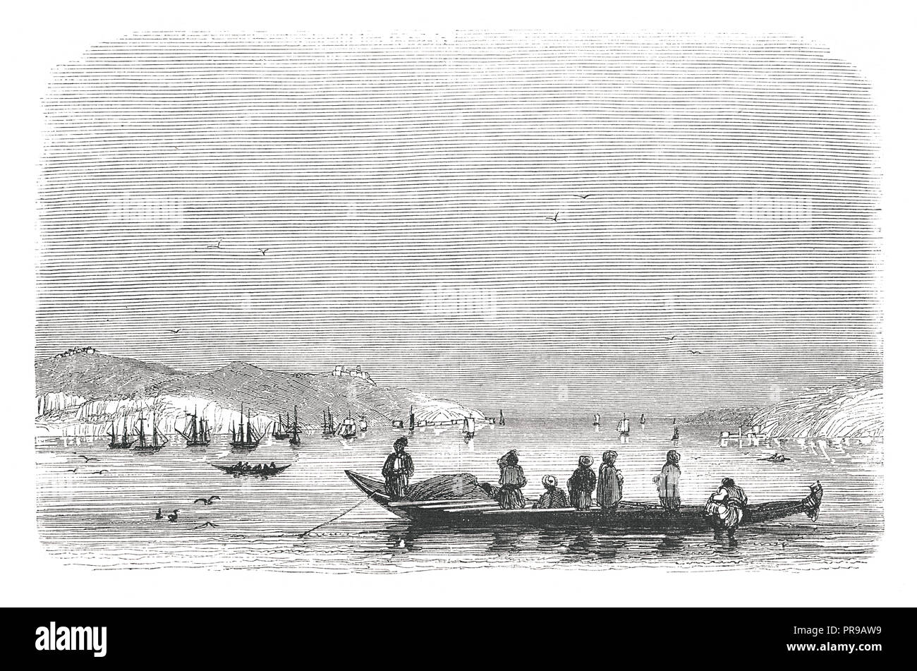 Xix secolo illustrazione di ingresso al mare di ​​Marmara. Disegno dopo la natura, dal sig. Couveley. Illustrazione originale pubblicato in Le magasin Pittore Foto Stock