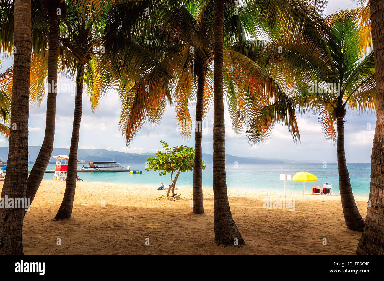 Spiaggia Jamaica, Montego Bay, Mar dei Caraibi. Foto Stock