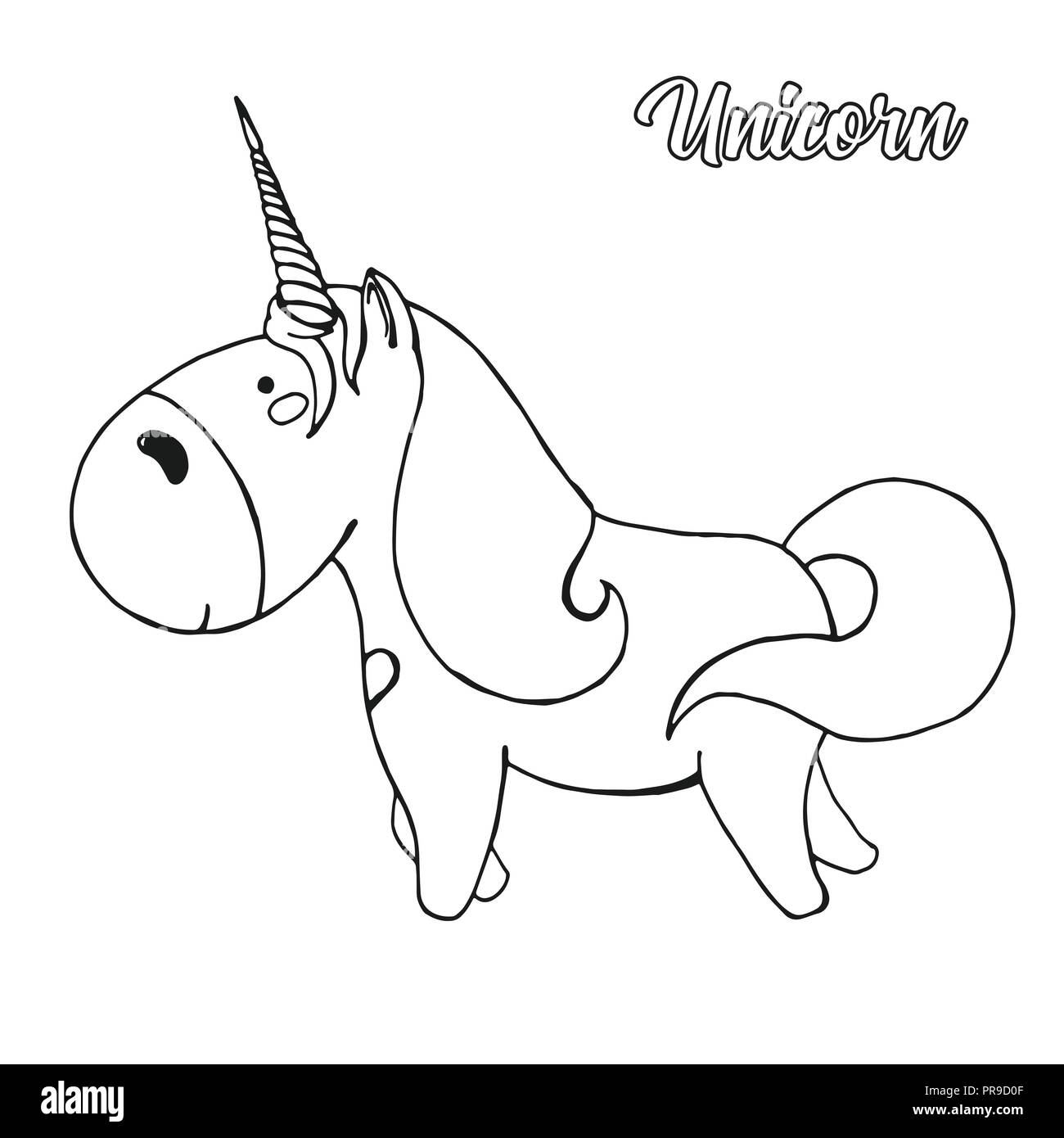 Schizzo di unicorn isolati su sfondo bianco. Illustrazione Vettoriale Illustrazione Vettoriale