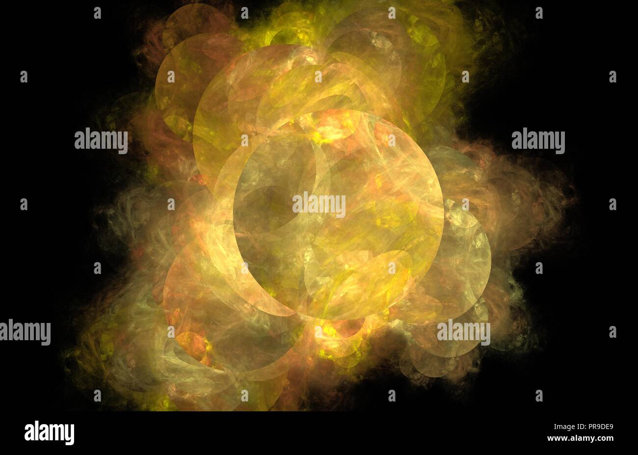Giallo astratta frattale con sun. Fantasy texture frattale. Arte digitale. Il rendering 3D. Computer immagine generata Foto Stock