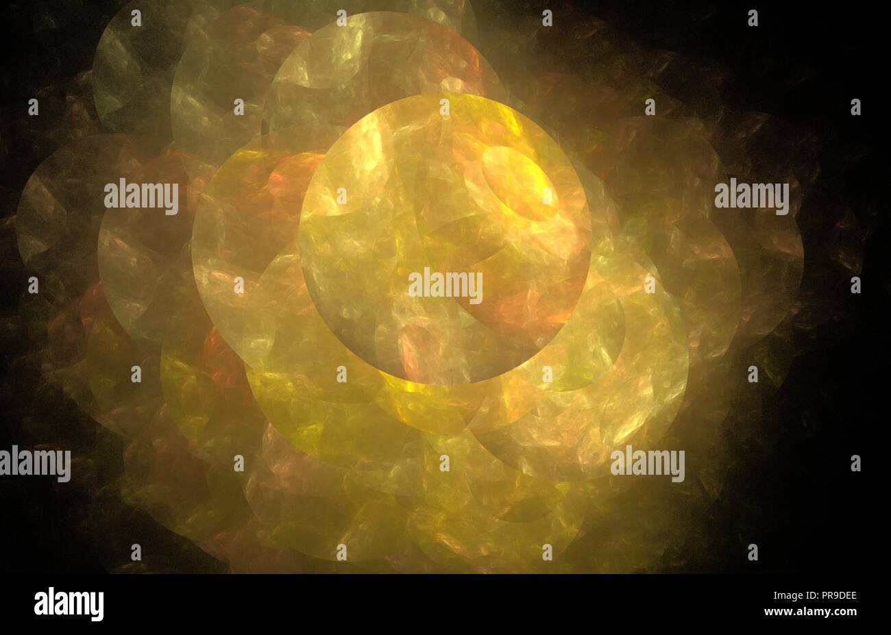Giallo astratta frattale con sun. Fantasy texture frattale. Arte digitale. Il rendering 3D. Computer immagine generata Foto Stock