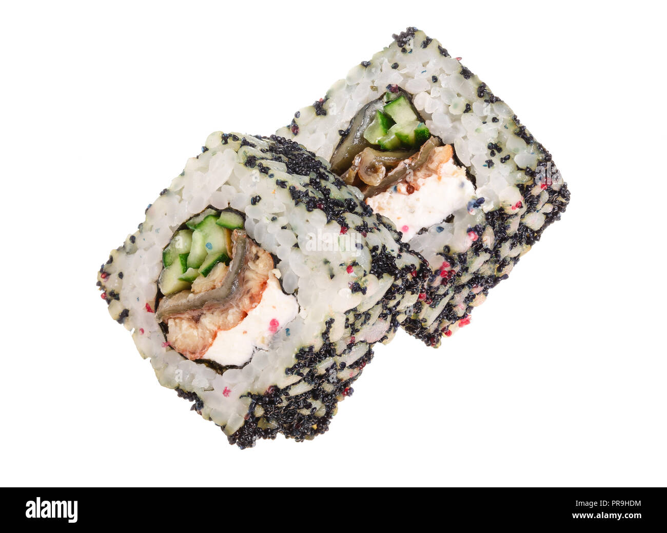 Rotolo di sushi isolati su sfondo bianco senza ombra Foto Stock