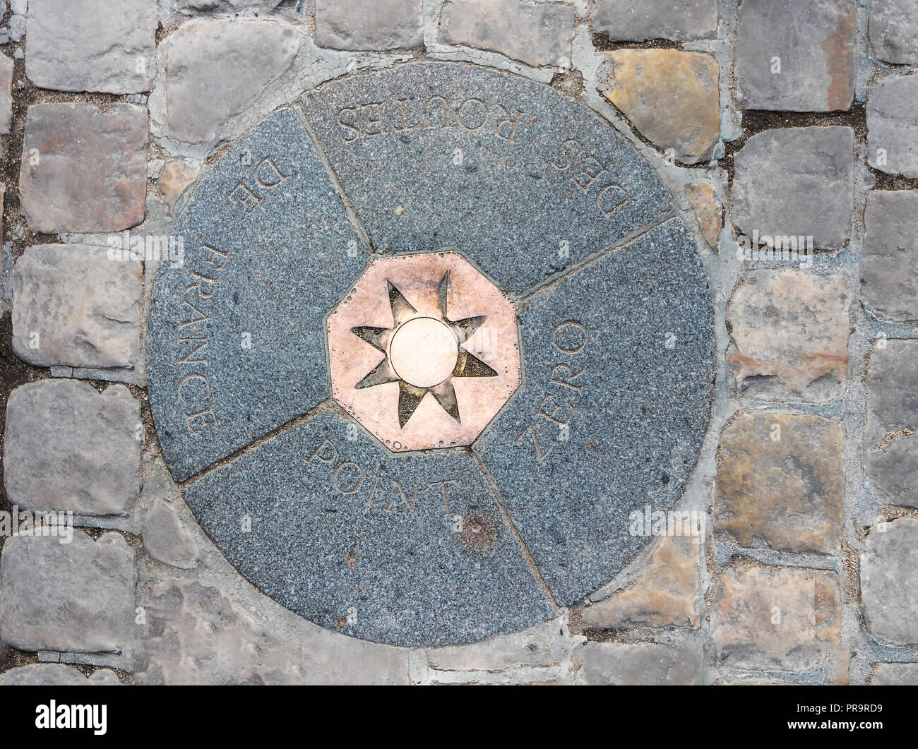 Punto zero des routes de France è il punto zero della Francia. Essa è il luogo dove le distanze sono calcolate tra Parigi e altri francesi o stranieri città. Foto Stock
