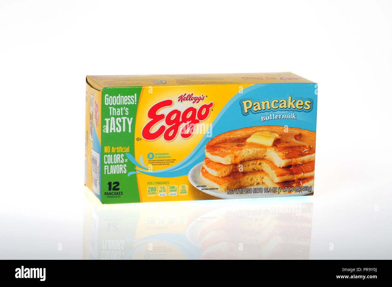 Scatola di Kellogg's Eggo congelati frittelle latticello Foto Stock