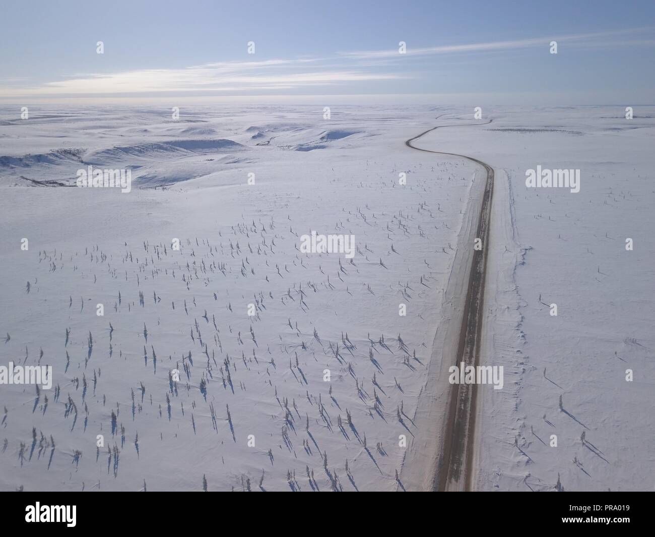 Tuktoyaktuk autostrada, NWT, Vista Aerea, Brian Martin RMSF Foto Stock