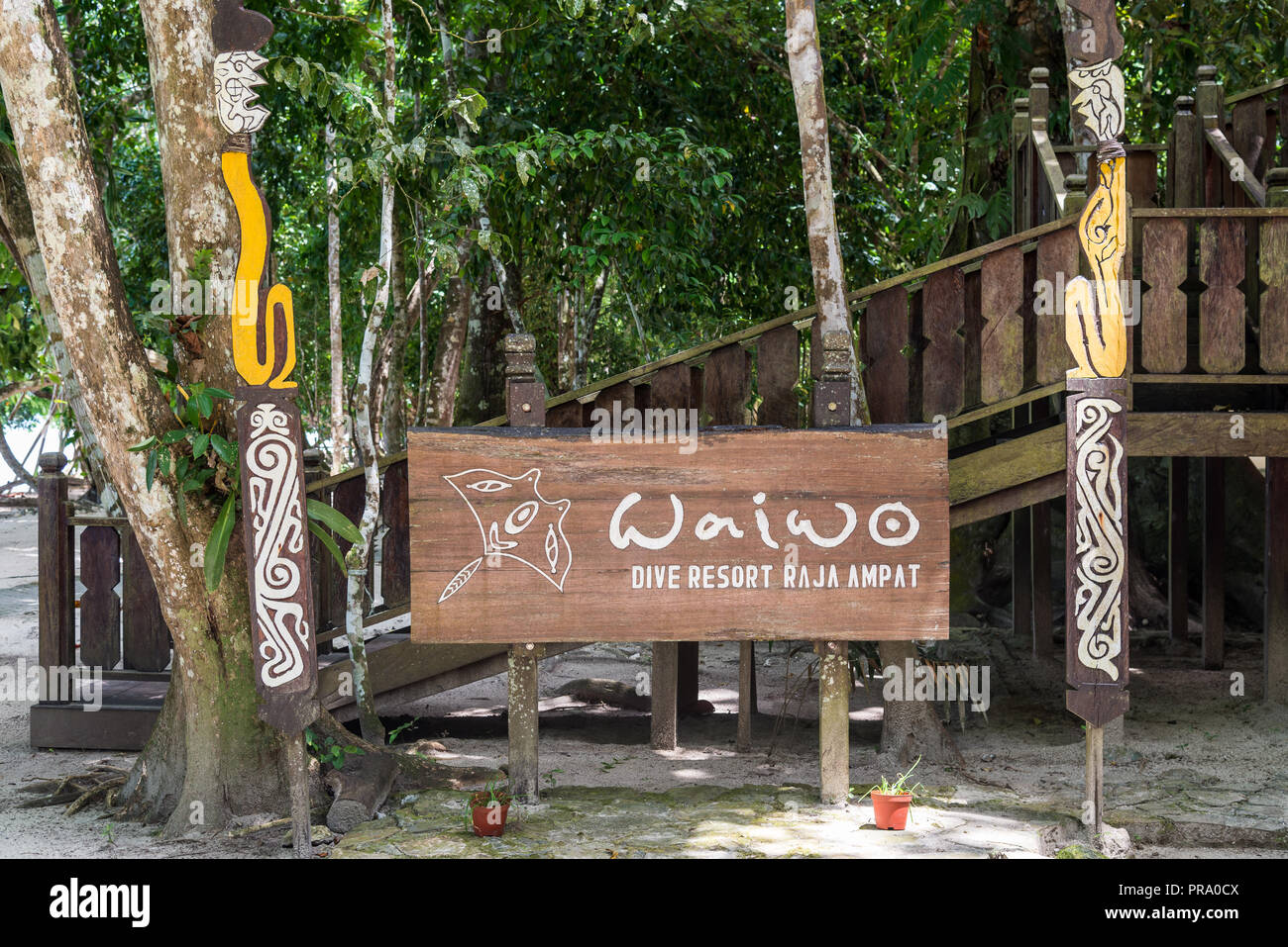 Waiwo Dive Resort. Isola di Waigeo, Papua occidentale, in Indonesia. Foto Stock