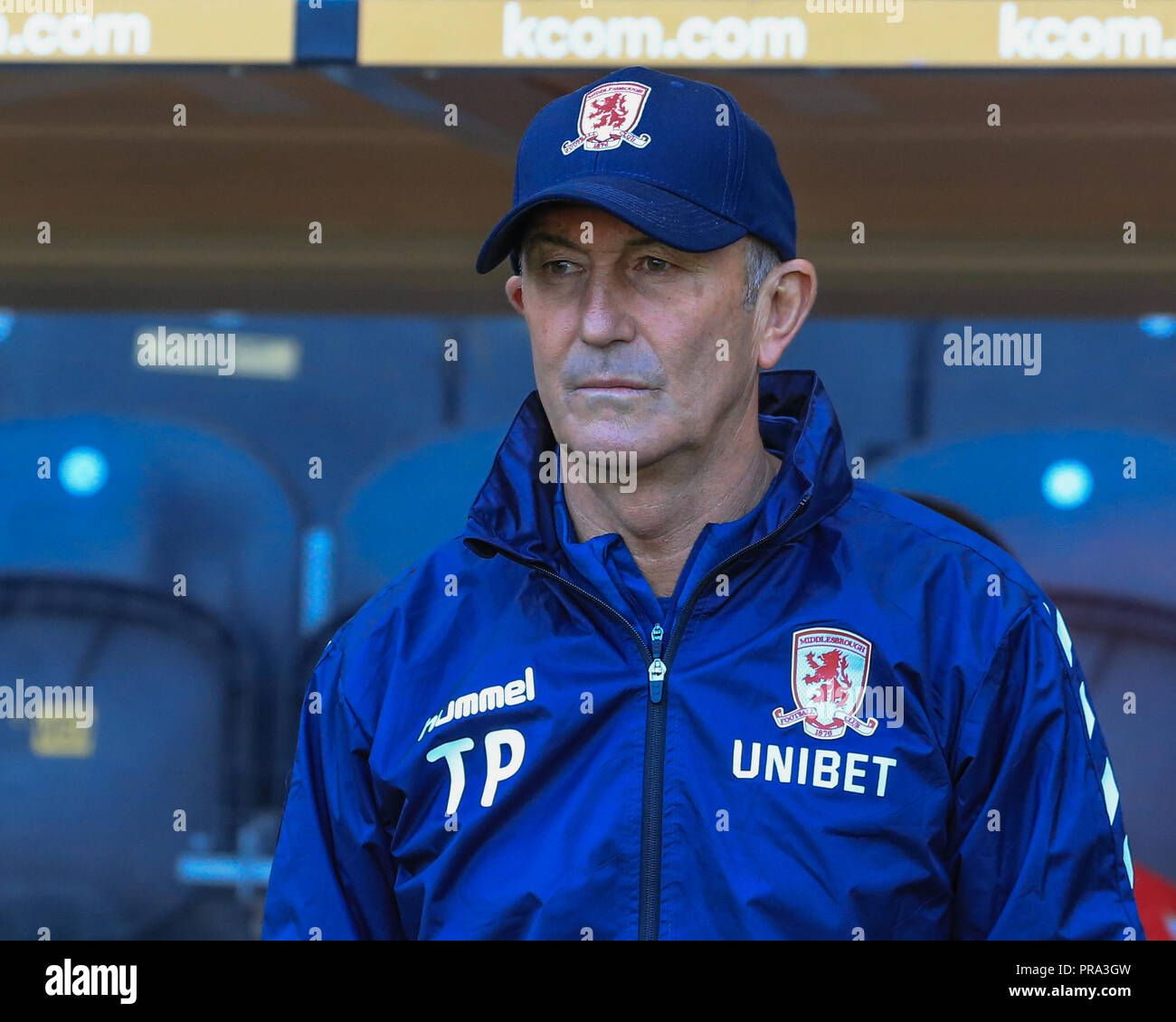 Il 29 settembre 2018, KCOM Stadium, Hull , Inghilterra; Sky scommessa campionato, Hull City v Middlesbrough ; Tony Pulis manager di Middlesbrough Credito: Mark Cosgrove/News immagini English Football League immagini sono soggette a licenza DataCo Foto Stock