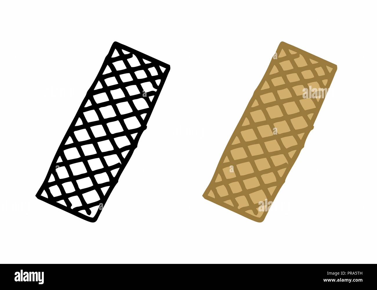 Freehand illustrazione della fetta biscotti. In bianco e nero e illustrazioni a colori su sfondo bianco. Illustrazione Vettoriale