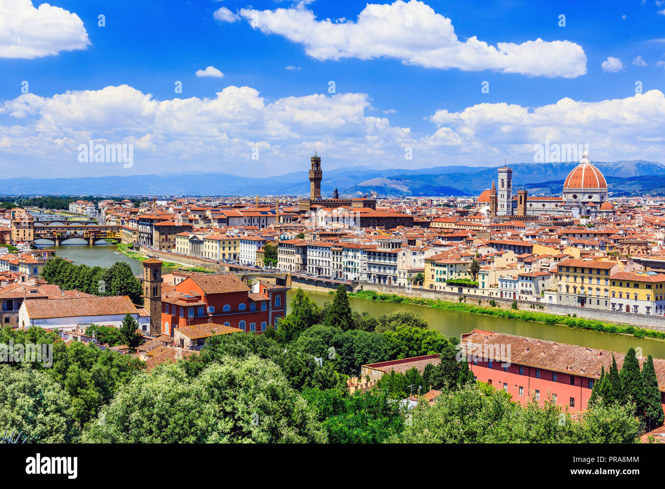 Firenze, Italia. Panorama di Firenze dal Piazzale Michelangelo. Foto Stock