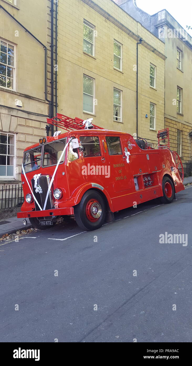 1950 Merryweather Aec Regent 3 Pompa sfuggire il lavoro sul corpo da Park Royal.9,6 dritto 6 inline motore diesel.Contiene 100 galloni di acqua,ha due 180ft il tubo flessibile r Foto Stock