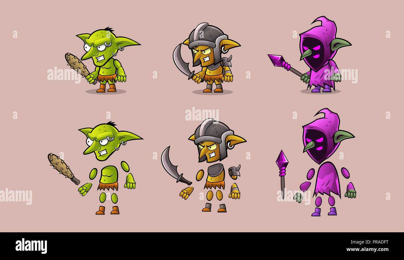 Mini personaggio guerriero kit monster Illustrazione Vettoriale