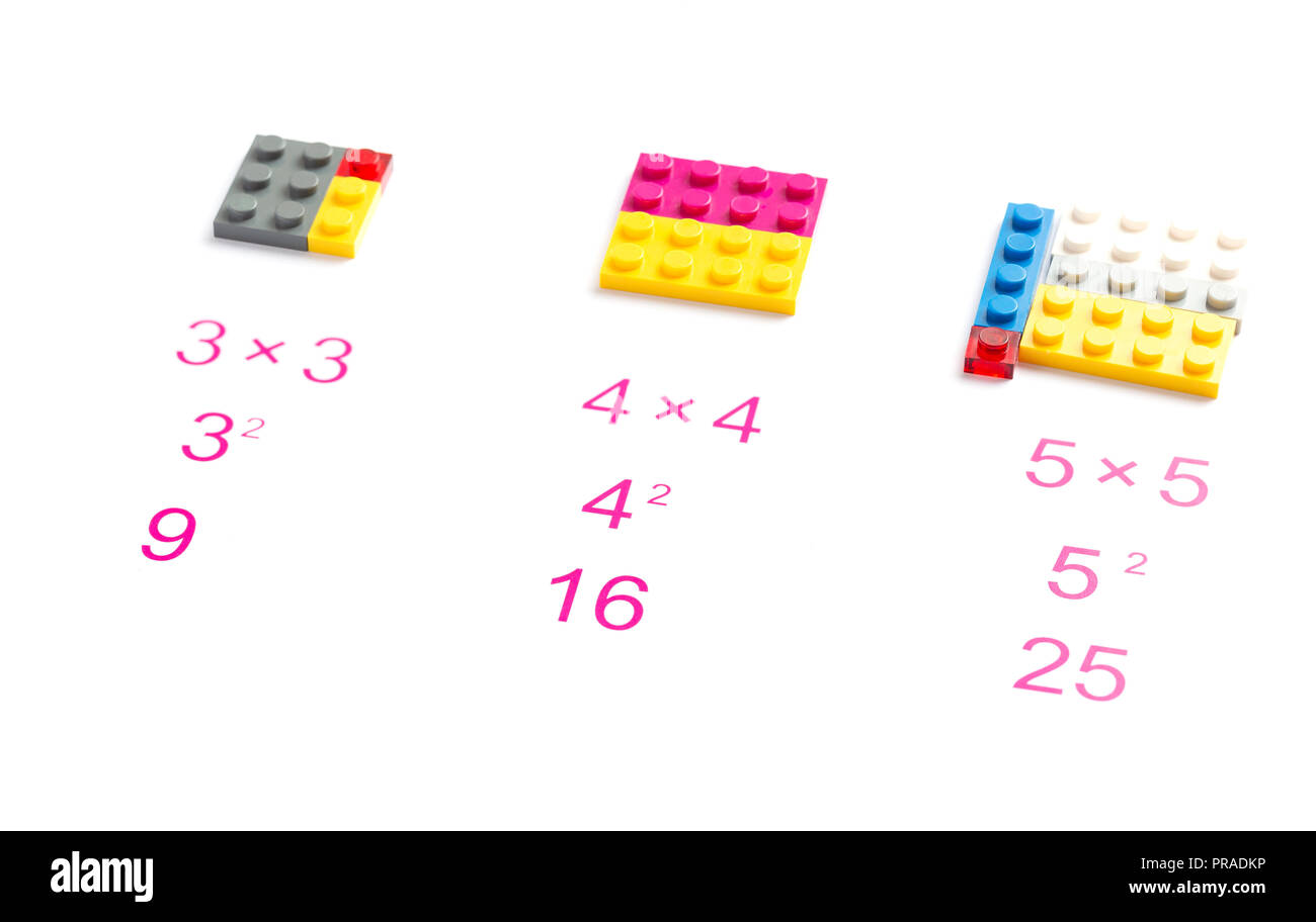 Math giochi per bambini. Matematica, logica, apprendimento, blocchi colore. Foto Stock