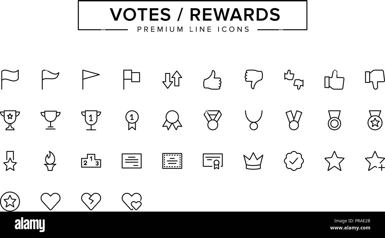 Voti premia Line icona impostare Illustrazione Vettoriale