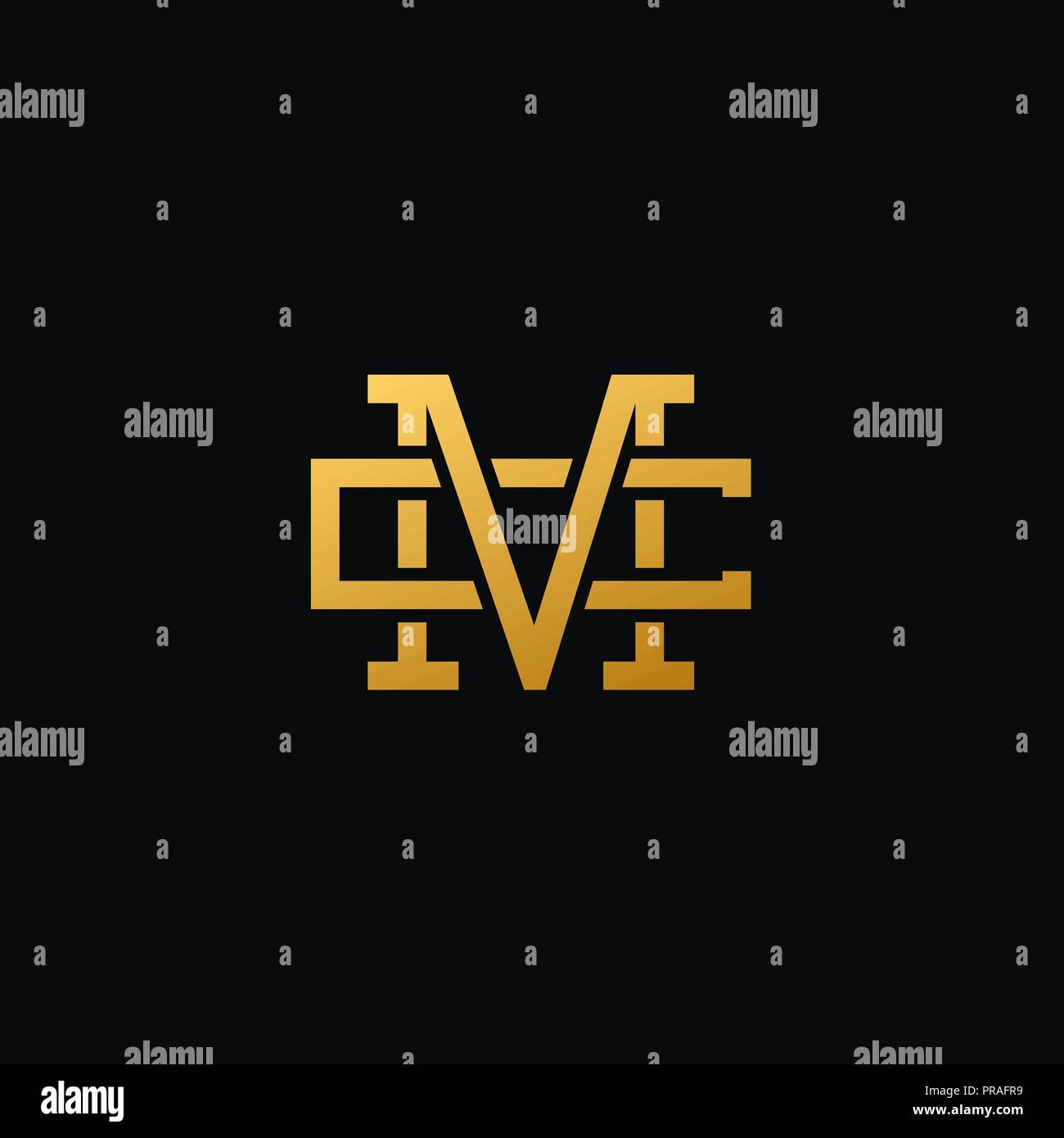 Creative lettera M e C Logo concept design con il colore Oro , moderno, lusso e uno stile professionale. Molto bello per un brand identity . Illustrazione Vettoriale