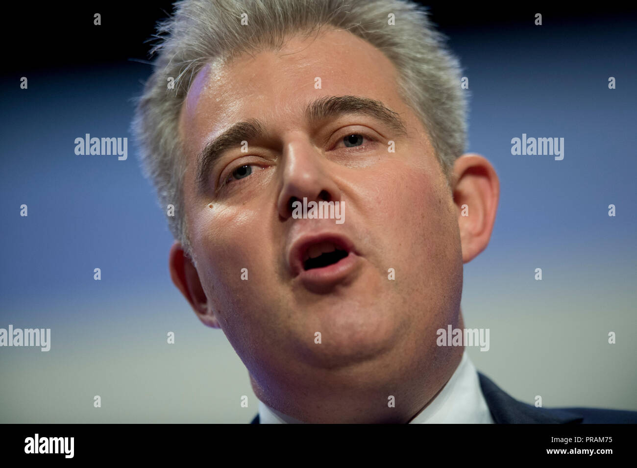 Birmingham, Regno Unito. Il 30 settembre 2018. Brandon Lewis, Presidente per il Partito conservatore e MP per Great Yarmouth, parla al congresso del Partito Conservatore di Birmingham. © Russell Hart/Alamy Live News. Foto Stock